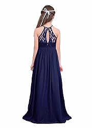 iEFiEL Girls Halter Lace Chiffon Flower Wedding