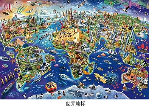 Icbly Puzzle for Adult, 1000 Pieces World Landmark Landscape Jigsaw Puzzle Large Rectangular Wooden Puzzles Modern Home Decoration DIY Collectibles Intellective Educational Toys Gift