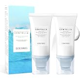 2PC Korean Centella Sunscreen SPF50 PA++++Madagascar Sunscreen Face Serum | 50ML Sunscreen with Hyaluronic Acid Daily UV Defense Sunblock Summer Sunscreen for Face, Travel Essentials for All Skin