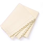 Loyfoky Knit Baby Blanket Soft Warm Newborn Receiving Swaddle Blankets Cozy for Crib Infant Boy Girl 40x30in Creamy White