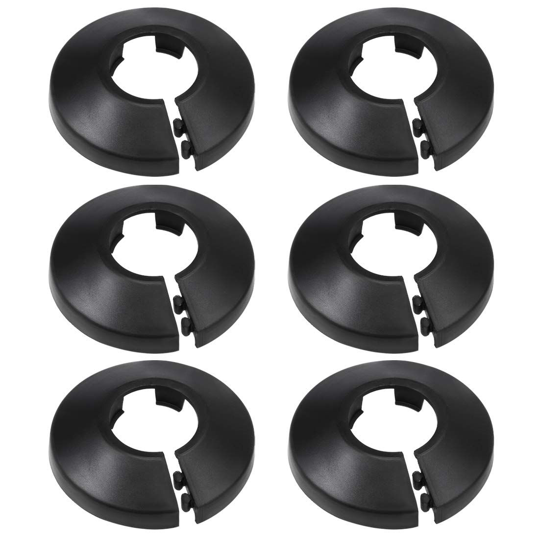 sourcing map 20mm Pipe Cover Decoration PP Plastic Water Pipe Escutcheon Black 6pcs