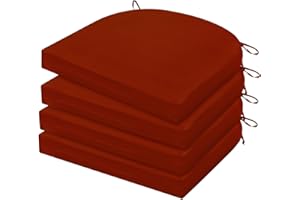 HARBOREST Outdoor Chair Cushions Set of 4 - Round Corner Water Resistant Outdoor Cushions for Patio Furniture - Patio Furniture Cushions with Ties, 17"x16"x2", Brick Red