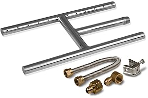 Golden Flame 12" x 6" (Natural Gas) Fire Pit and Fireplace H-Burner (304 Series SS) w/Connection kit