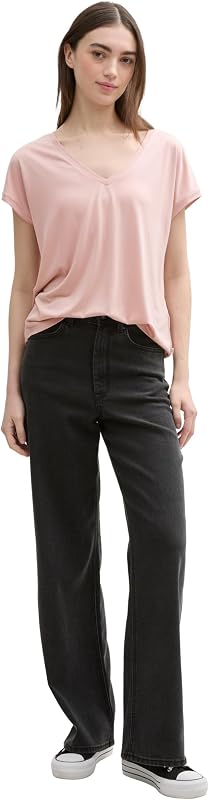 T-Shirt Ample pour Femme avec col en V, 10880 - Rose fumé, S