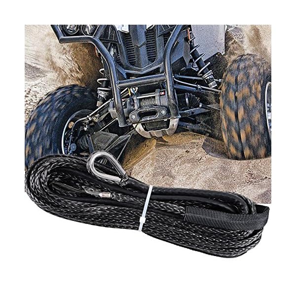 14-Inch-x-50-BLACK-Synthetic-Winch-Line-Cable-Rope-6400LBs-Sheath-Thimble-Recovery-Replacement-ATV-UTV-Truck-Boat