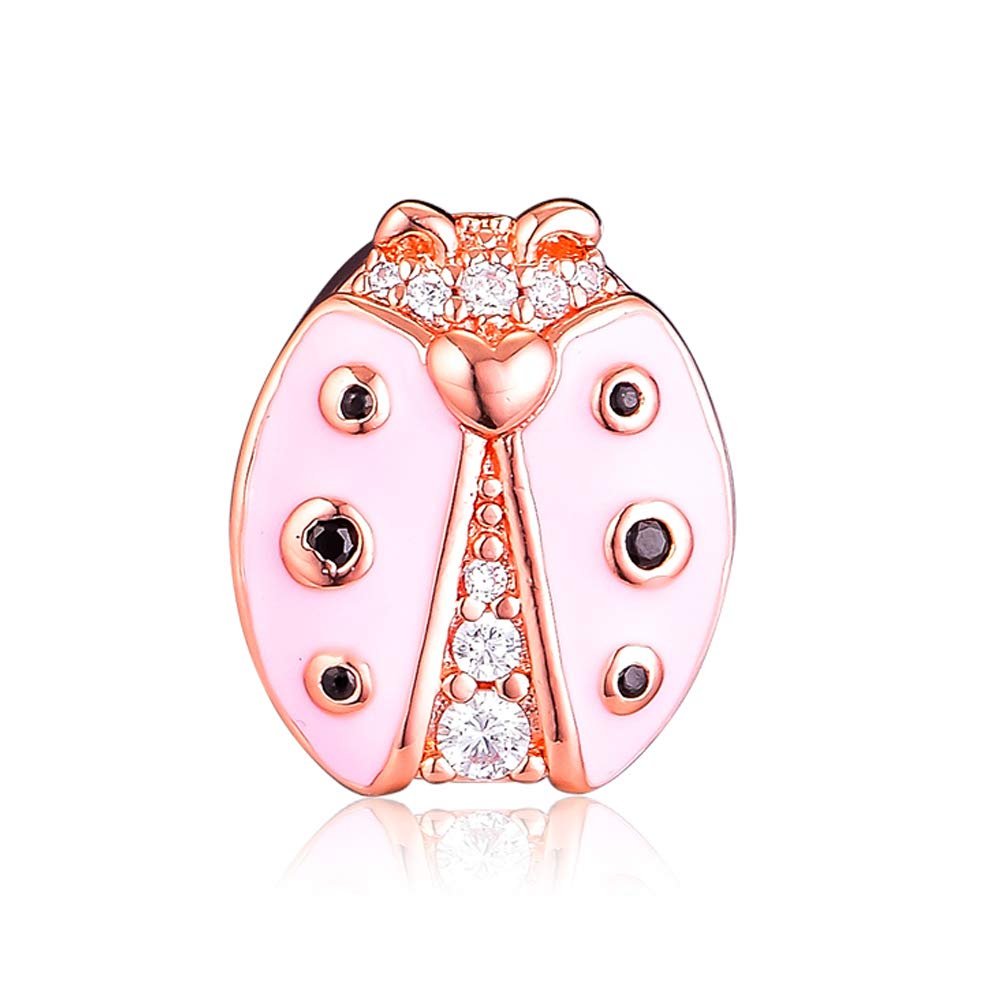 PANDOCCI 2019 Spring Rose Reflexions Pink Ladybird Clip Bead 925 Silver DIY Fits for Original Pandora Bracelets Charm Fashion Jewelry