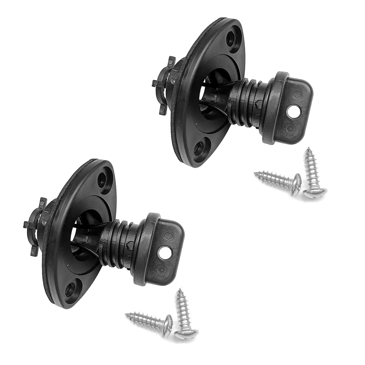 POFET 2PCS Universal Kayak Drain Plug Kit Canoe Boat Course Thread Drain Plug Fishing Replacement Accessories with 4 Screws Black