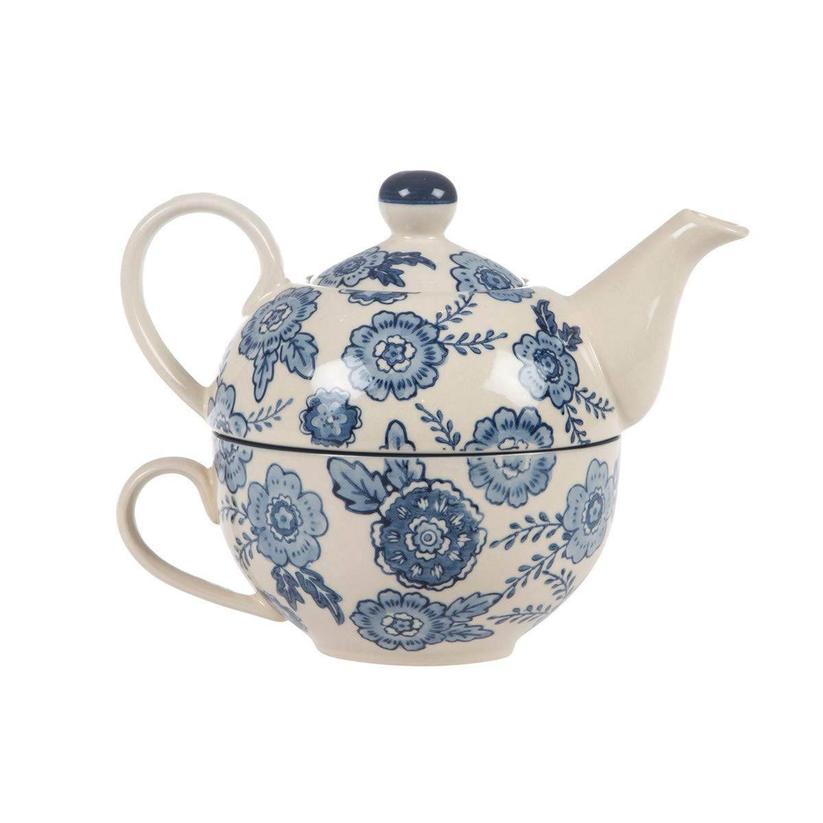 Sass & Belle Blue Willow Floral Tea for One - Ceramic Teapot Set with Mug Classic Pattern Afternoon Tea Set, Decorative Home Decor Accessory Designed by Sass and Belle