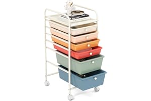 GOFLAME 6-Drawer Rolling Storage Cart, Multifunctional Art Craft Organizer Cart, Mobile Utility Storage Cart with Removable Drawers & Lockable Wheels, Craft Cart for Home Office, Macaron Color