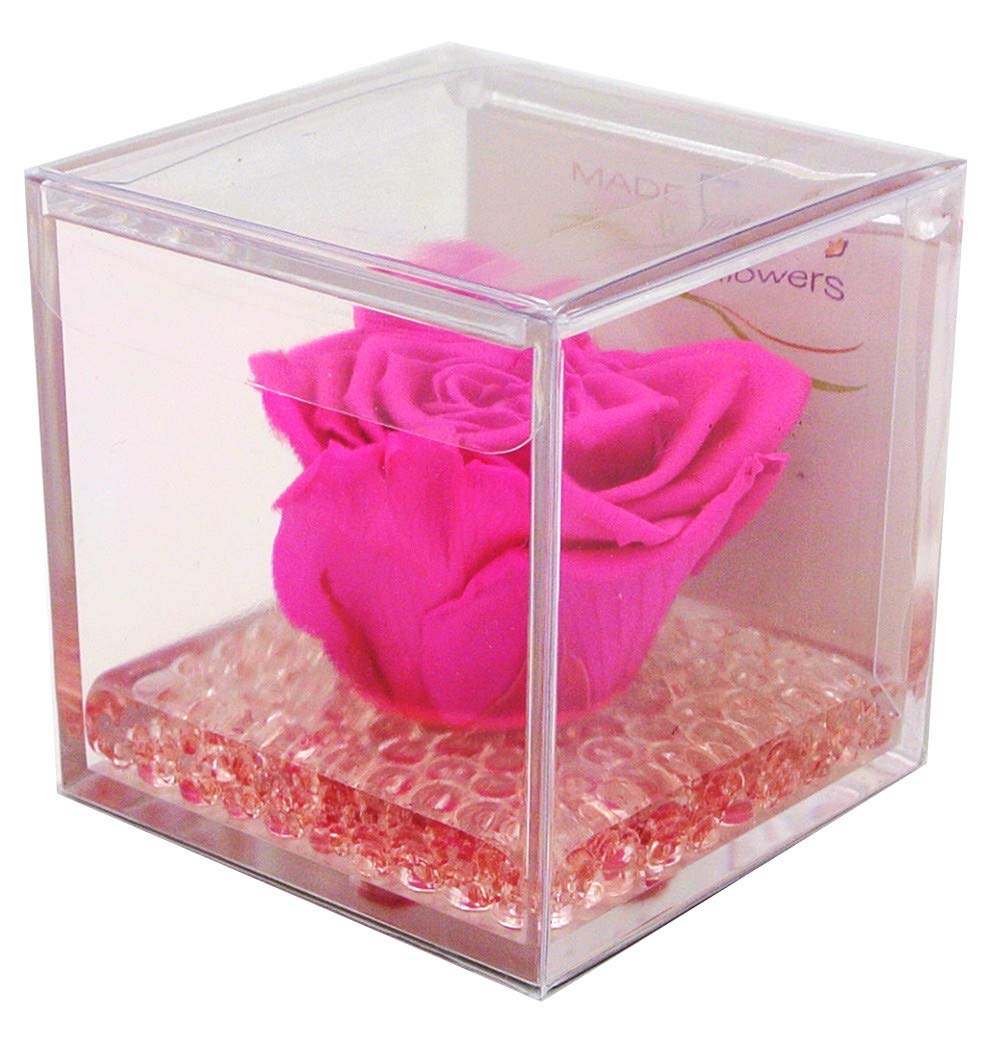 stabilized fuchsia pink, infinite purity, plexiglass cube, size 8x8x8 (cm), gift
