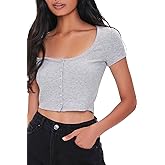 Forever 21 Womens Button-Front Crop Top