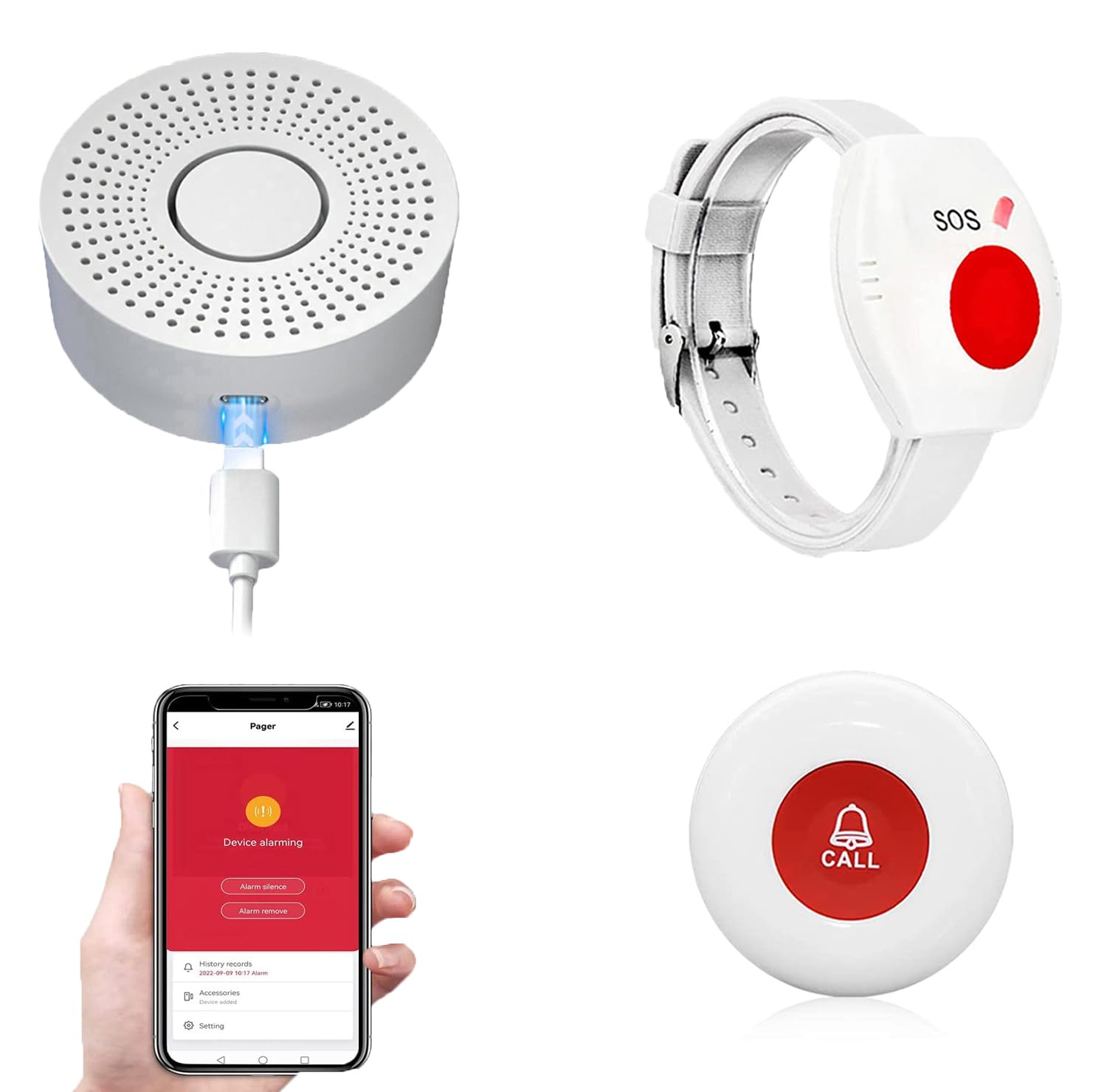 SiLuoEic Personal Alarm Panic Button for Elderly Wireless Caregiver Pager Emergency Call Button for Senior Patients Disabled 2 SOS Call Button 1 Receiver