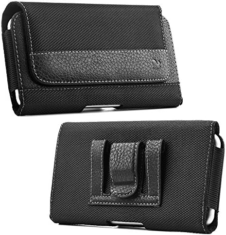 Premium Iphone 7 Plus Case, Black Nylon Pouch Holster Belt Clip Loops Pouch with Cleaning Cloth (PLUS)
