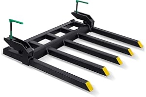 Hasopy Debris Forks to 48" Bucket, Heavy Duty Clamp-On Pallet Fork 2500 lbs Capacity Load, Tractor Forks Attachment Fit for Loader Bucket Skidsteer Tractor