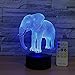Easuntec Night Light Cute Elephant 3d Night Light Remote Control Adjustable 7 Colors Beside Lamp Help Kids Fell Safe at Night Kids Room Decor or Animal Lover Gifts Branding (Cute Elephant)