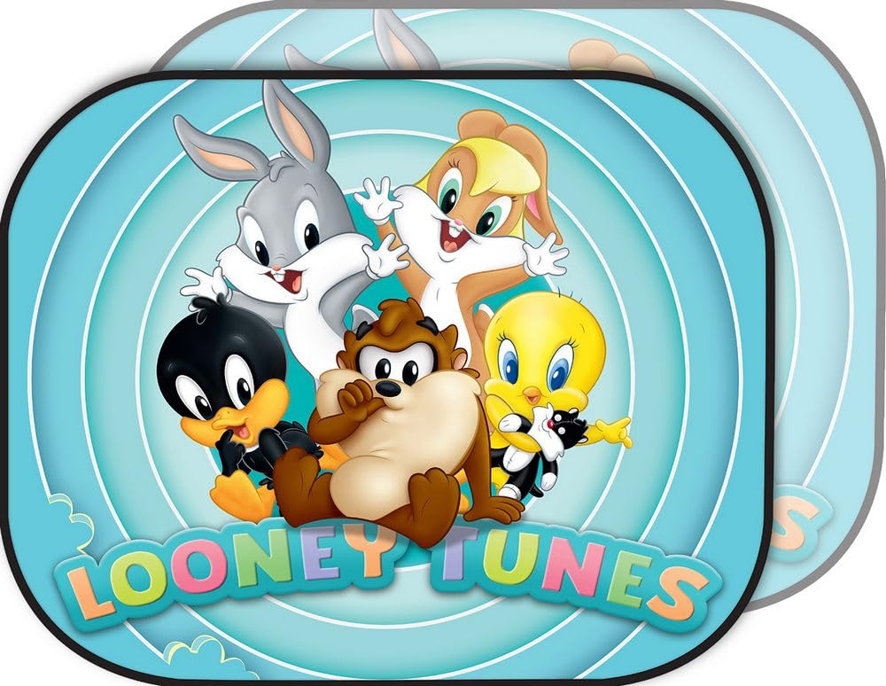 Worner Bros Pair of Side Sunshades Car, Looney Tunes Baby Girls, 44 x 35 cm, Bugs Bunny, Duffy Duck, Lola Bunny, Titti, Silvestro, Taz, Blue, UV Protection, Passenger Car