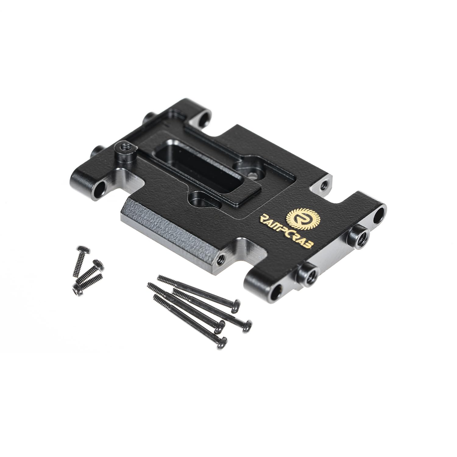 RampCrab Skid Plate Transmission Mount For AX24, Black Coating, Brass Mount for AX24 XC-1, 21 grams, Upgrades parts for 1/24 RC Crawler Car