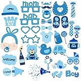 Tinksky 34pcs Baby Shower Photo Props Baby Shower Photobooth Props Newborn 100th Day Party Decorations