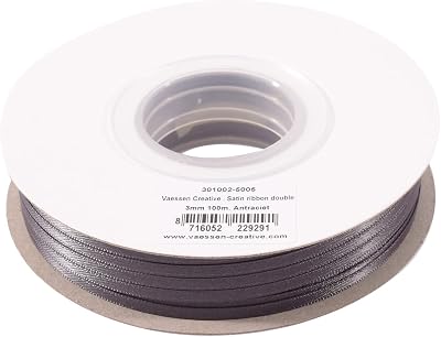 Vaessen Creative Satin Ribbon Grey 9mm x 10m Double-Sided Shine