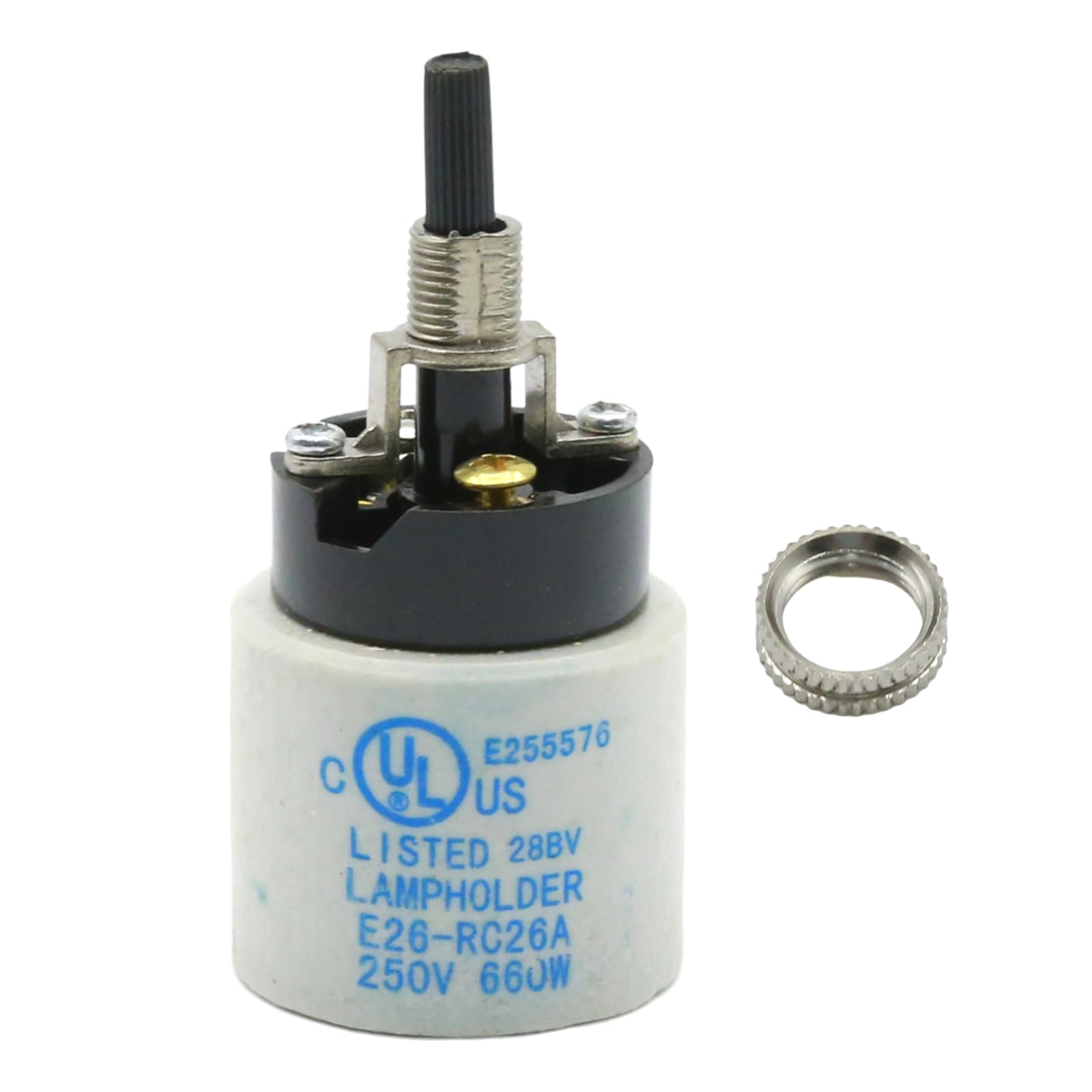 Photo 1 of Zreneyfex Rotary Lamp Switch Replacement with Socket Holder 660W 250V E26 E27, Porcelain Light Socket with Switch, Replacement for Zing Ear ZE-307P