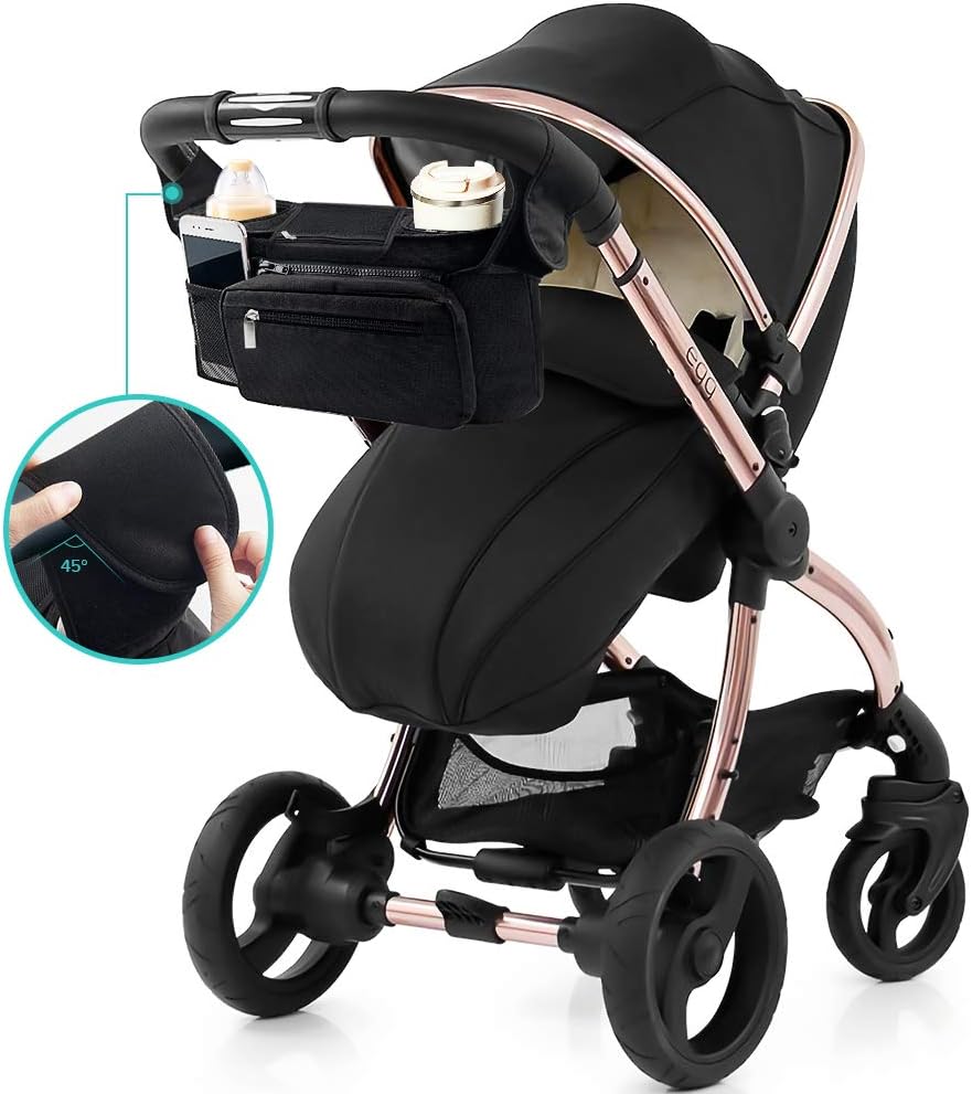 Mestron Universal Stroller Organizer Bag with Insulated Cup Holder- Detachable Zippered Bag & Adjustable Strap, Fits for All Baby Stroller Models like Uppababy, Baby Jogger, Britax, Bugaboo: Home Improvement