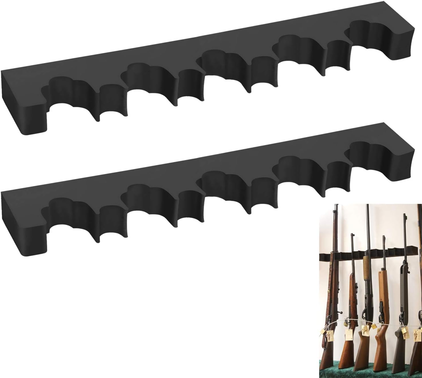 Mind and Action Portable Foam Rifle Rack Universal Gun Barrel Holder with Magnetic Strip and Hook Strip, Gun Storage,Gun Rest for Gun Safe Cabinet Indoor Outdoor Wall Mount (5+4,Pack-2): Sports & Outdoors