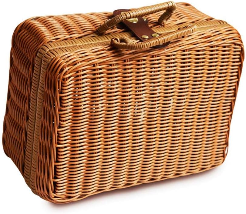 triumth 29x22x14cm Classic Wicker Hamper,Wicker Suitcase,Wicker Picnic