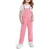 Haloumoning Girls Denim Overalls Kids Sleeveless Jumpsuits Rompers Crisscross Bib Overall with Pockets 5-14 Years