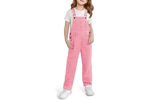 Haloumoning Girls Denim Overalls Kids Sleeveless Jumpsuits Rompers Crisscross Bib Overall with Pockets 5-14 Years