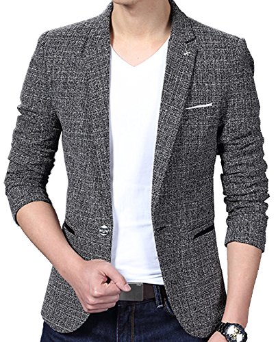 Aishang Men's Slim Fit Casual One Button Formal Suit Blazer Coat Jacket Tops