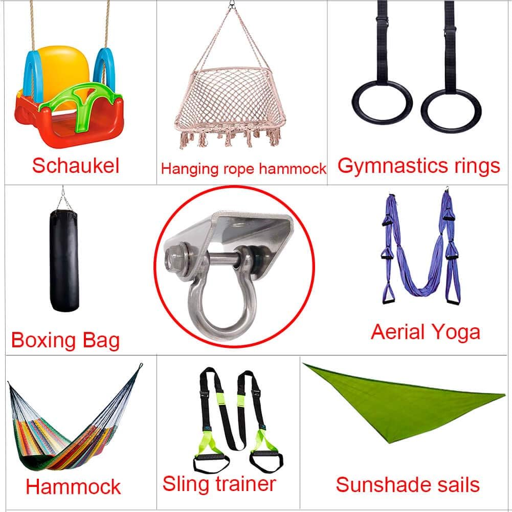 BLASCOOL Heavy Duty Hammock-Chair Swing Hanger - 2000LB Capacity Hanging Hardware Permanent Antirust Hammock Chair Gym Rope Boxing Trapeze for Ceiling Wood and Concrete Mount(2 Sets) : Garden & Outdoor