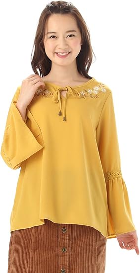 Amazon ハニーズ コルザ Honeys Colza 刺繍入りブラウス イエロー ｌ シャツ ブラウス 通販