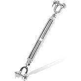 hannger Turnbuckle 3/8 M10 304 Stainless Steel Turnbuckle, 3200 lbs Working Load Limit, Jaw and Jaw Turnbuckles for Cables Wire Tensioner, Turnbuckle for Shade Sail, Yard Zipline