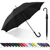 RusuiQinsan Large Stick Umbrella Windproof Automatic Open 50 Inch Umbrella with Hook Handle,Over Sized J Handle Umbrellas for Men and Women,Windproof Unbreakable Stick Rain Golf Umbrella