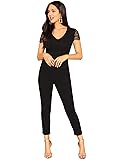 MakeMeChic Women's Casual V Neck Short Lace Sleeve