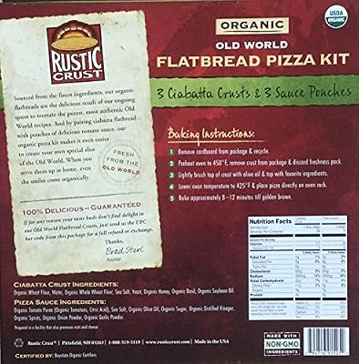 Rustic Crust Organic Old World Flatbread Pizza Kit Made with Non-GMO Ingredients -3 Wood Fired Crusts & 3 Sauce Pouches