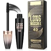 4D Silk Fiber Lash Mascara, Waterproof Long Lasting Mascara Black Volume and Length Natural, Exquisitely Full, Lengthening Thickening Softer Fuller Lashes Amplify Smudge-Proof Eyelash Mascaras,1 Pack