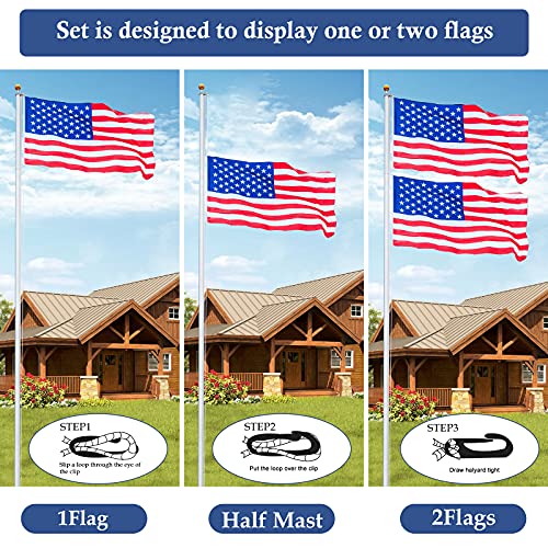 NQ 20FT Aluminum Flagpole Set Sectional Flag Pole Kit Outdoor