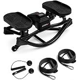 Rock Stepper - Side to Side Rocking Stepper for Exercise at Home with Resistance Bands &amp; Cordless Jump Rope, Quiet Low-Impact Lateral Stepper Machine for Full Body Workout, Legs &amp; Glutes