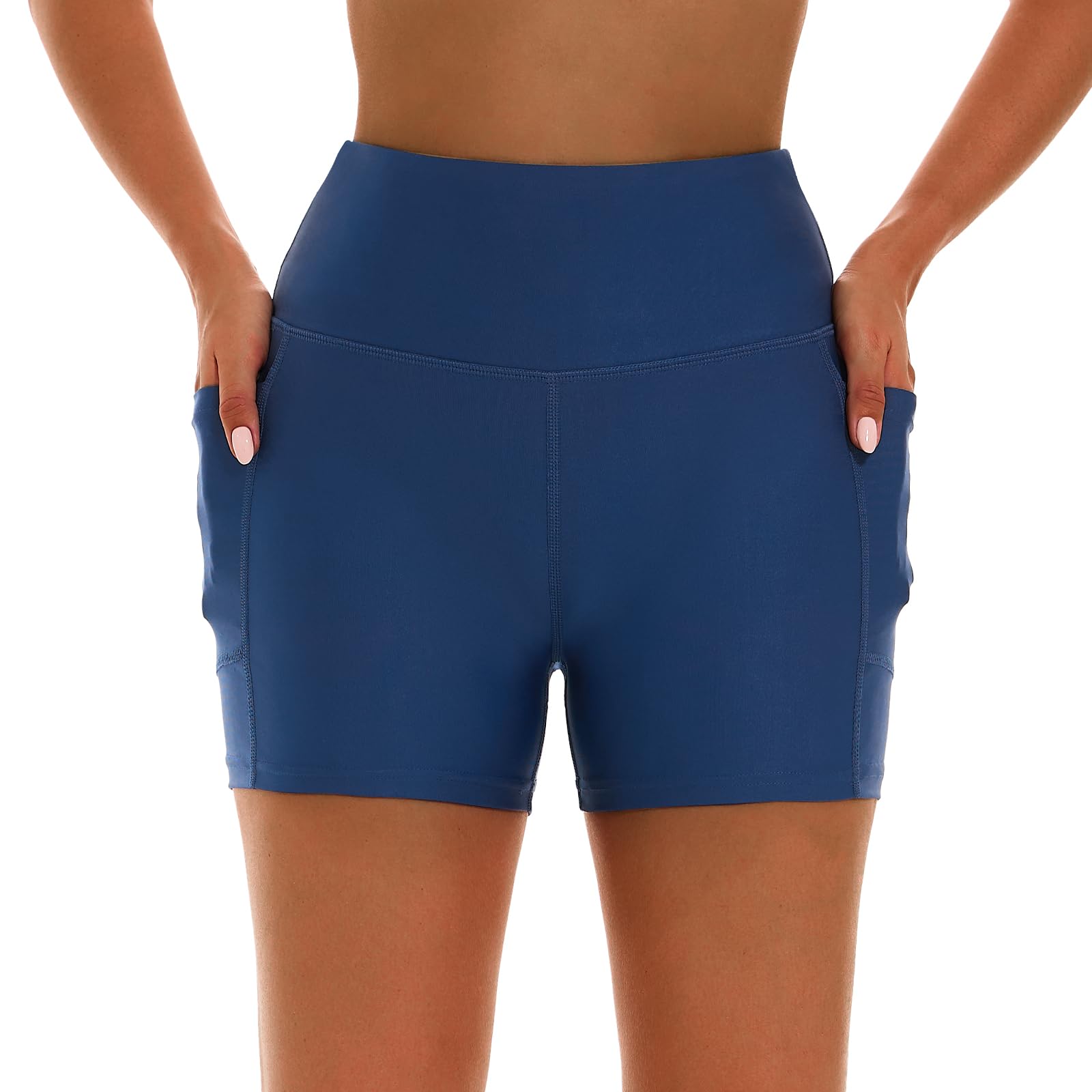 Photo 1 of HODOSPORTS Women's 3'' Swim Shorts UPF 50+ High Waisted Board Shorts with Pockets Liner Quick Dry Swimsuit Bottoms Navy XXL