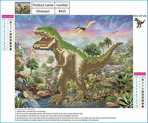 DIY 5D Diamond Painting by Number Kit, LPRTALK Full Drill Diamonds Painting Dinosaur Tyrannosaurus Crystal Rhinestone Embroidery Cross Stitch Supply for Wall Decoration 10X12 inches