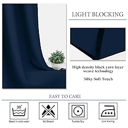 Diraysid Navy Blue Grommet Blackout Curtains for