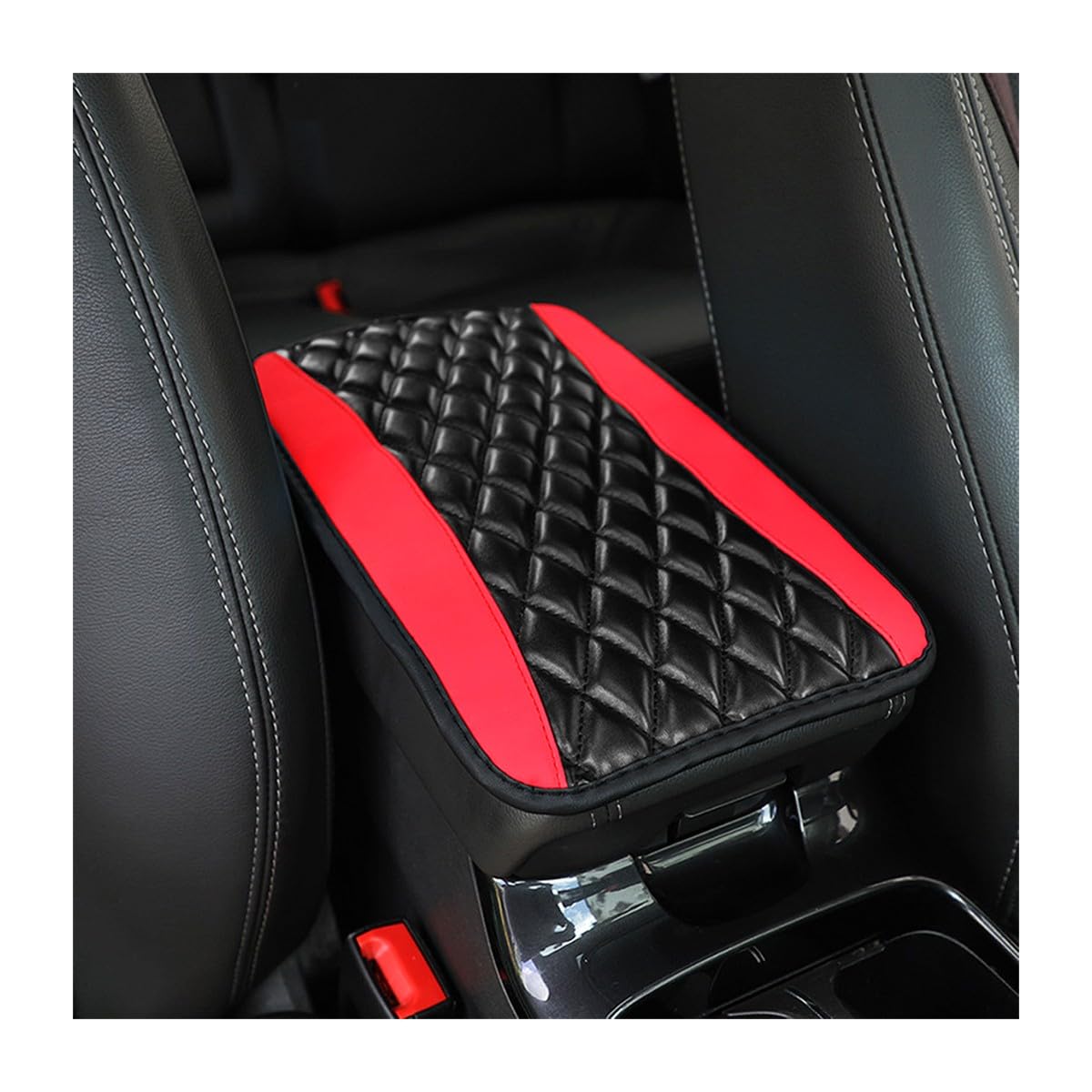 Photo 1 of Car Center Console Cushion Pad, Universal Leather Waterproof Armrest Seat Box Cover Protector,Comfortable Car Decor Accessories Fit for Most Cars, Vehicles, SUVs (Red)