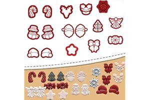 WEIKAP Christmas Clay Cutters 16 Shapes Christmas Clay Earrings Cutters Set, DIY Earring Making Mold for Holiday Party (03)