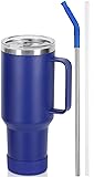 40 Oz Tumbler with Handle and Straw, Stainless