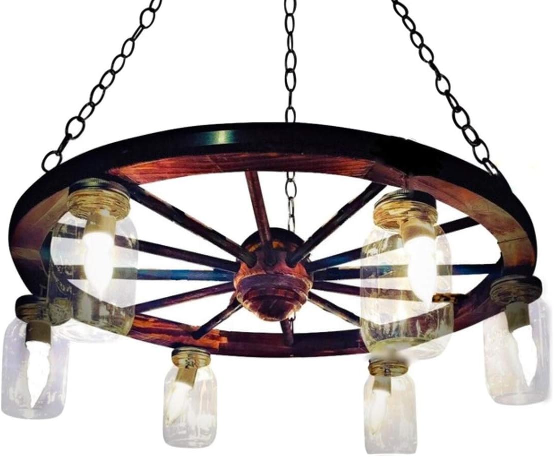 30 inch Rustic Wagon Wheel Chandelier