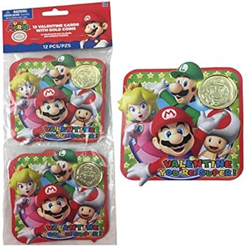 Amazon.com : Super Mario Bros Valentine Cards With Gold ...