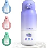 Portable Bottle Warmer for Travel, Dual Heating Modes for Breastmilk & Water Formula, Milk Warmer On The Go with Fast Heating & Long Battery Life, 5-Temp Control,12 Ounces Large Capacity