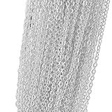 Efivs Arts 10m Stainless Steel Cable Chain Silver Plated Round Cable Unfinished Chain Link -Over 30 Feet in Bulk for Necklace Jewelry Accessories DIY Making 2x3x0.6mm