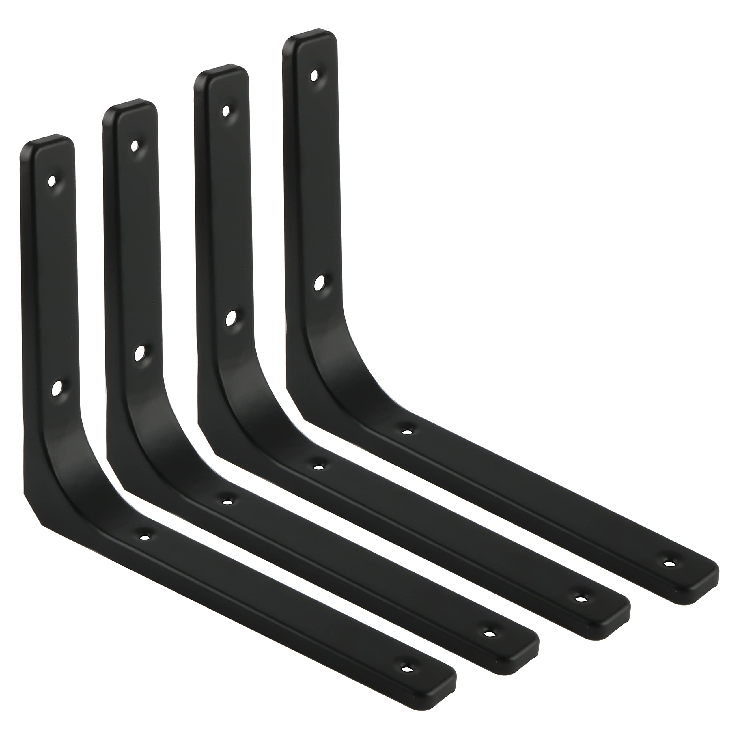 Sayayo Shelf Bracket Corner Brace Angle Bracket Shelf Support Wall Hanging 250mm*200mm, Metal Matte Black Finished, 4 Pcs, EJR250B-4P